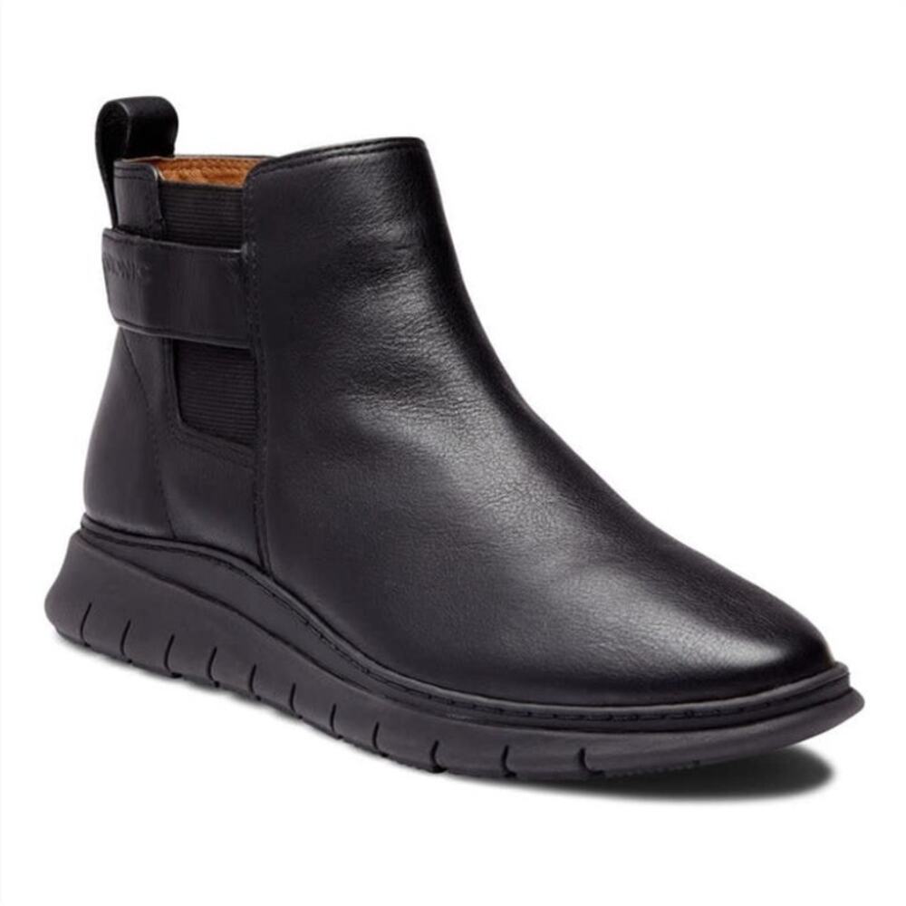 Vionic Kaufman Boots Water Resistant Black Leather Womens Size US 9 UK 7 EU 41